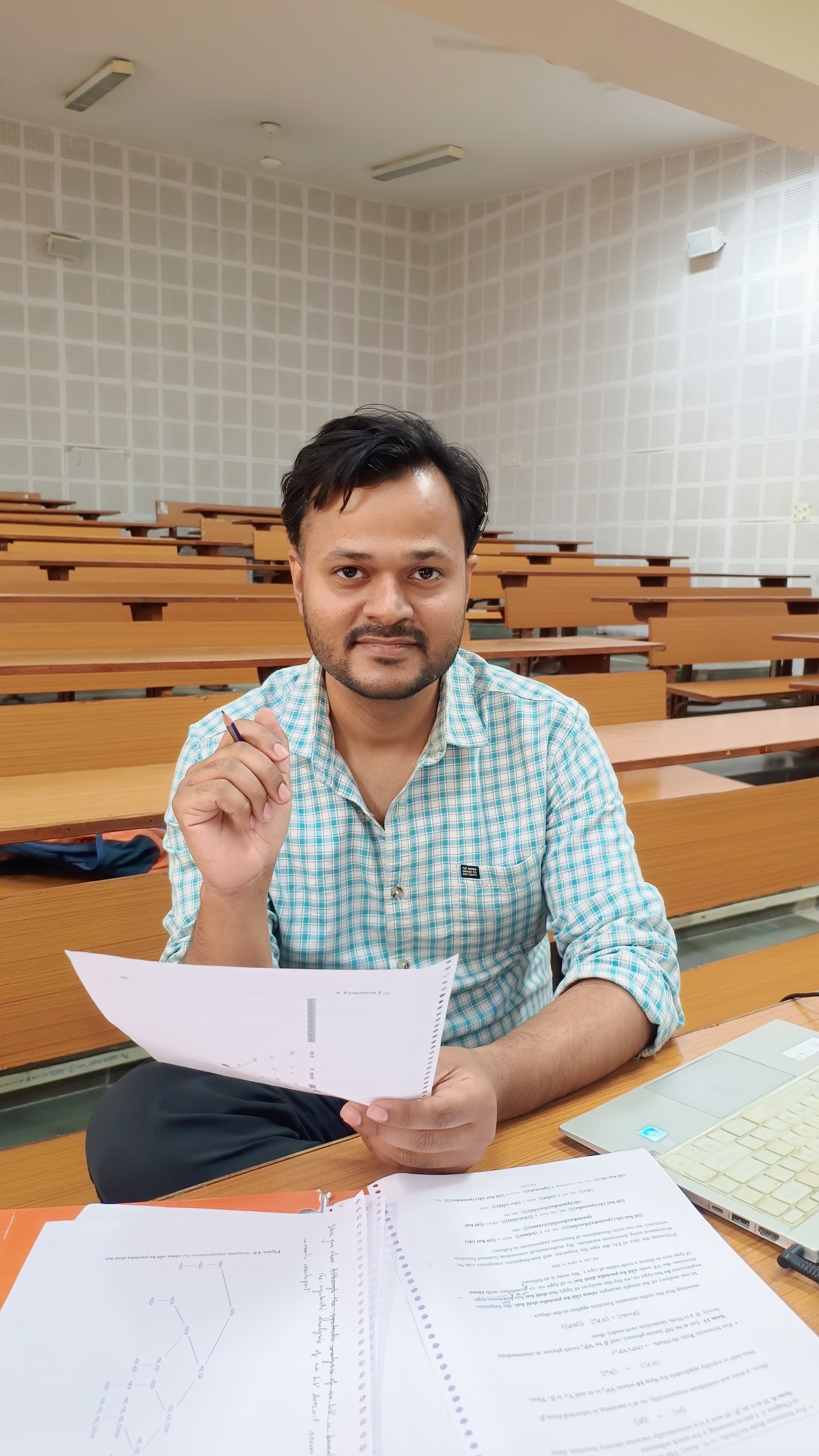 Dr Vivek Tripathi in a classroom, ready to teach Hindi