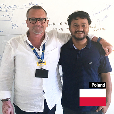 Vivek with a Hindi student from Poland