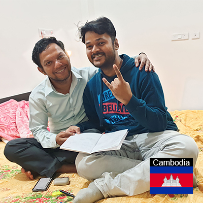 Vivek with a Hindi student from Cambodia
