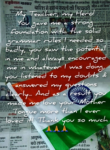 Student feedback from Ireland praising Vivek's Hindi grammar teaching