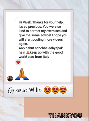 Student feedback from Italy thanking Vivek